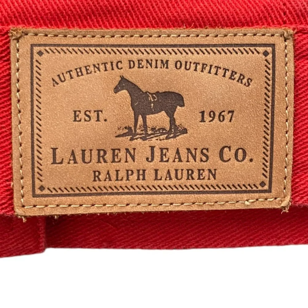 Lauren Jeans Co. Ralph Lauren Y2K Vintage Red Denim Trucker Jean Jacket Preppy-S - Picture 10 of 13